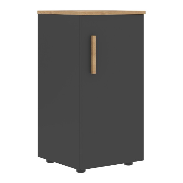 Шкаф колонка с глухой малой дверью (R) и топом FLC 40.1(R) Белый премиум/Дуб Гамильтон 404х429х818