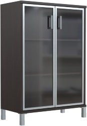 Шкаф средний со стеклянными дверьми в AL-рамке B 420.7 Венге Магия 900х450х1286
