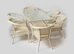 Комплект садовой мебели RC16\ RT А 206  (Стол+стул 6 шт.) Белый
