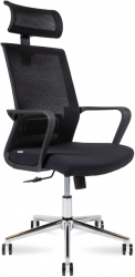 Кресло офисное Интер чёрная сетка/хром