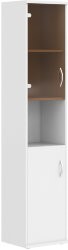 Шкаф колонка с малой глухой и стеклянной дверьми СУ-1.4(L) Белый 406*365*1975