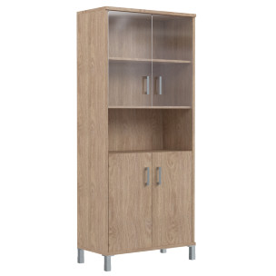 Шкаф высокий с малыми стеклянными и глухими дверьми B 430.10 900х450х2054 BORN